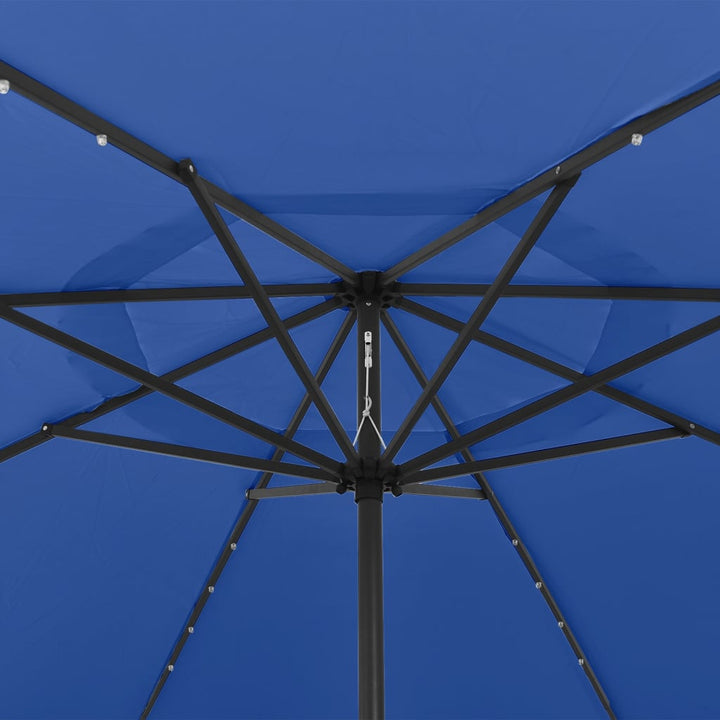 Parasol met LED-verlichting en metalen paal 400 cm azuurblauw - Griffin Retail