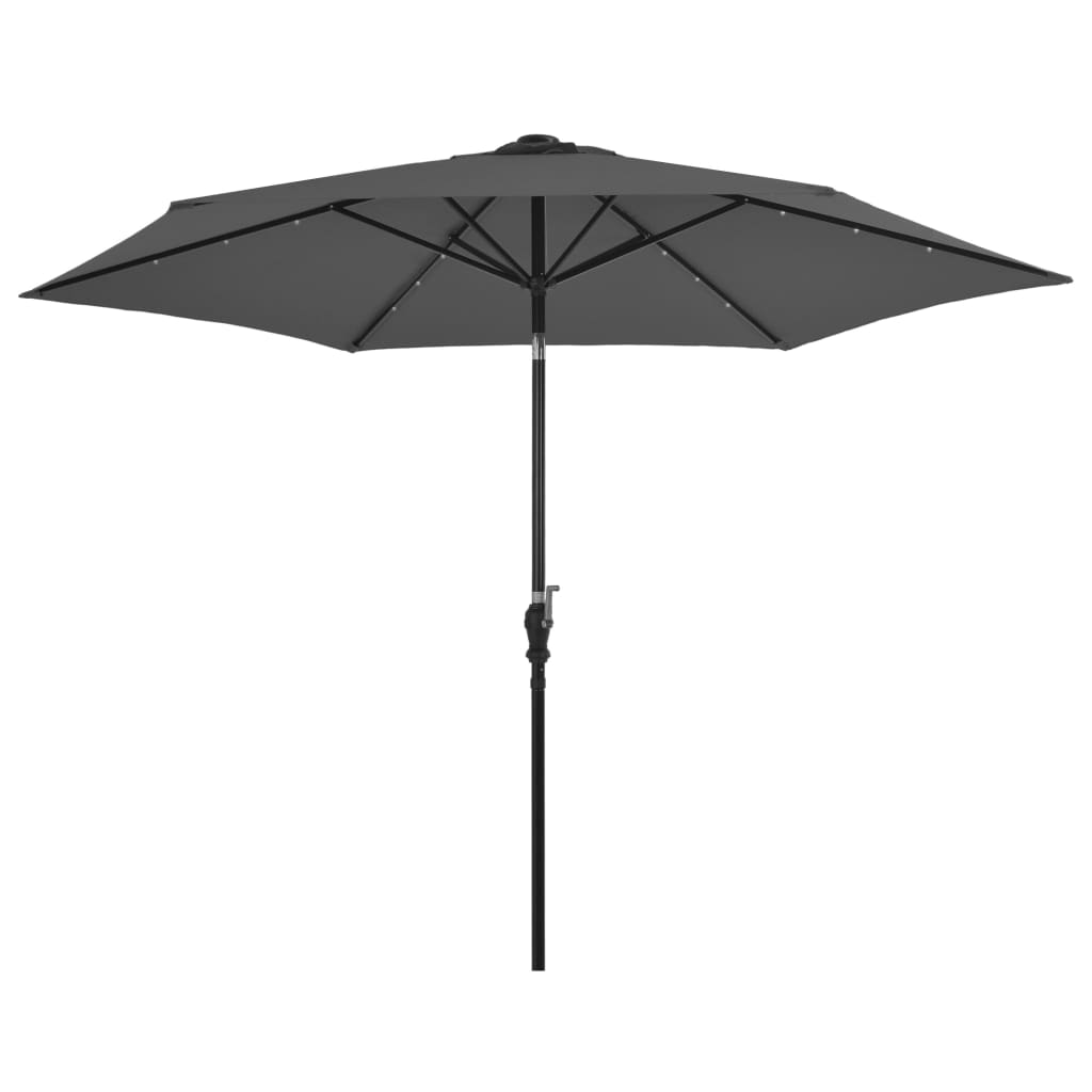 Parasol met LED-verlichting en stalen paal 300 cm antraciet - Griffin Retail
