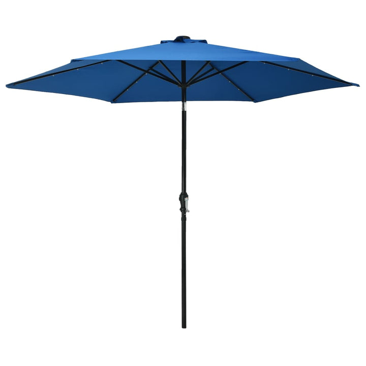 Parasol met LED-verlichting en stalen paal 300 cm blauw - Griffin Retail