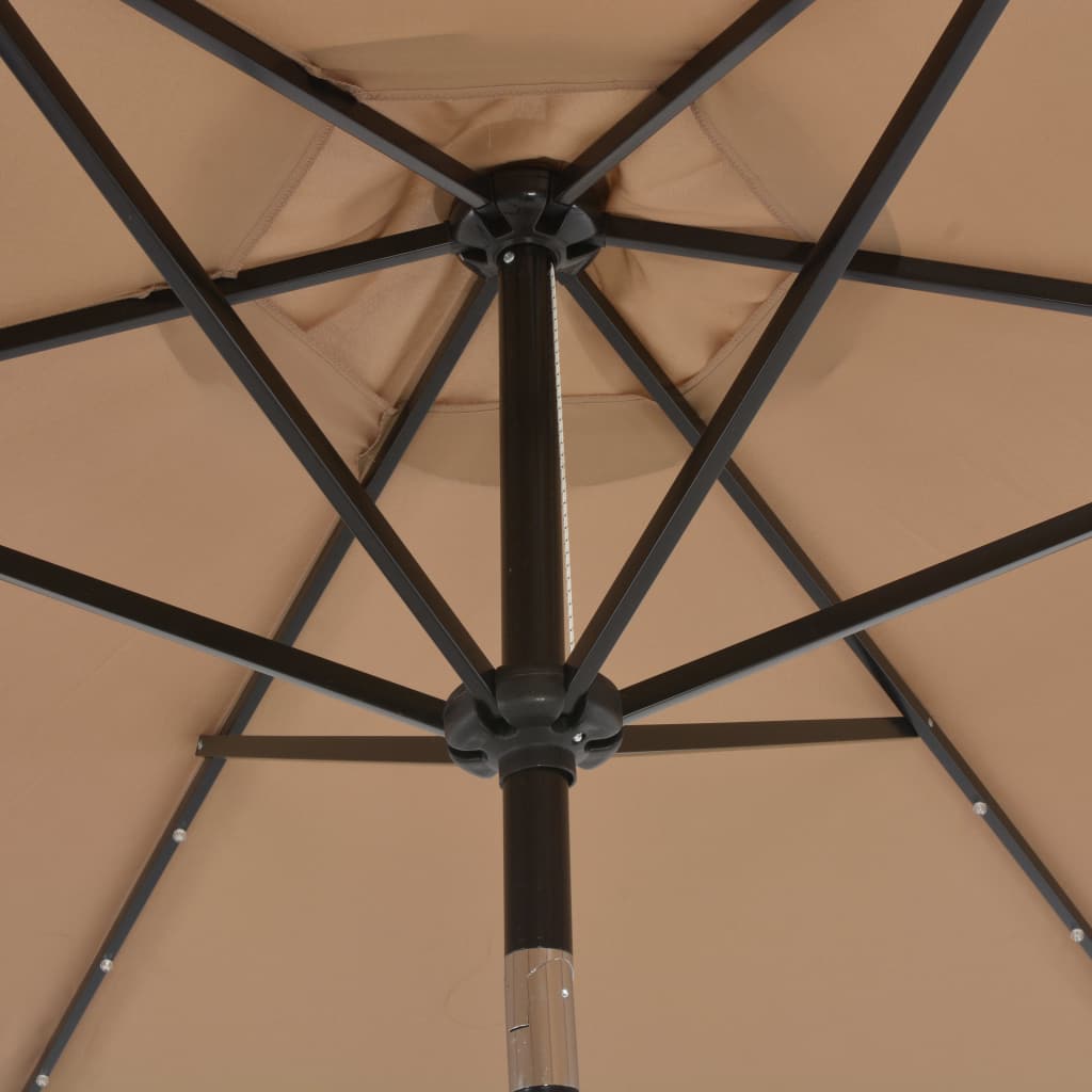 Parasol met LED-verlichting en stalen paal 300 cm taupe - Griffin Retail