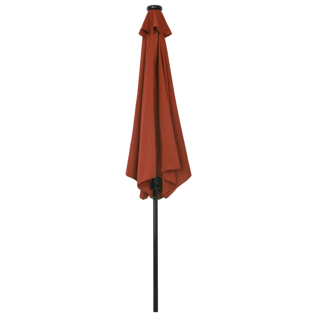 Parasol met LED-verlichting en stalen paal 300 cm terracotta - Griffin Retail