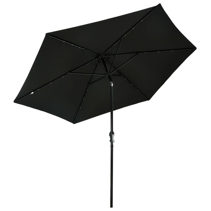 Parasol met LED-verlichting en stalen paal 300 cm zwart - Griffin Retail