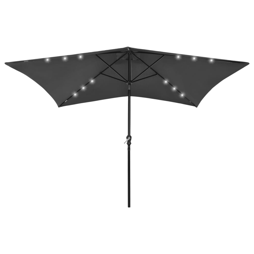 Parasol met LED's en stalen paal 2x3 m antracietkleurig - Griffin Retail