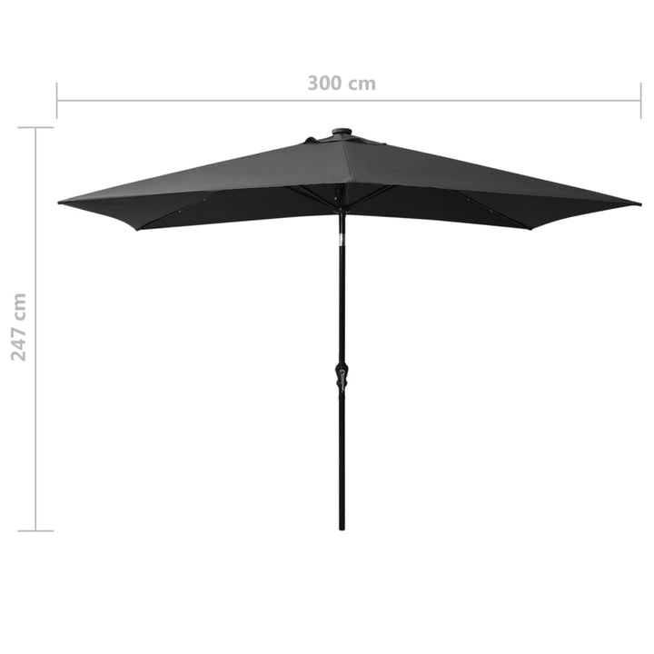 Parasol met LED's en stalen paal 2x3 m antracietkleurig - Griffin Retail
