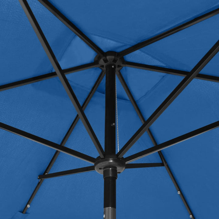 Parasol met LED's en stalen paal 2x3 m azuurblauw - Griffin Retail