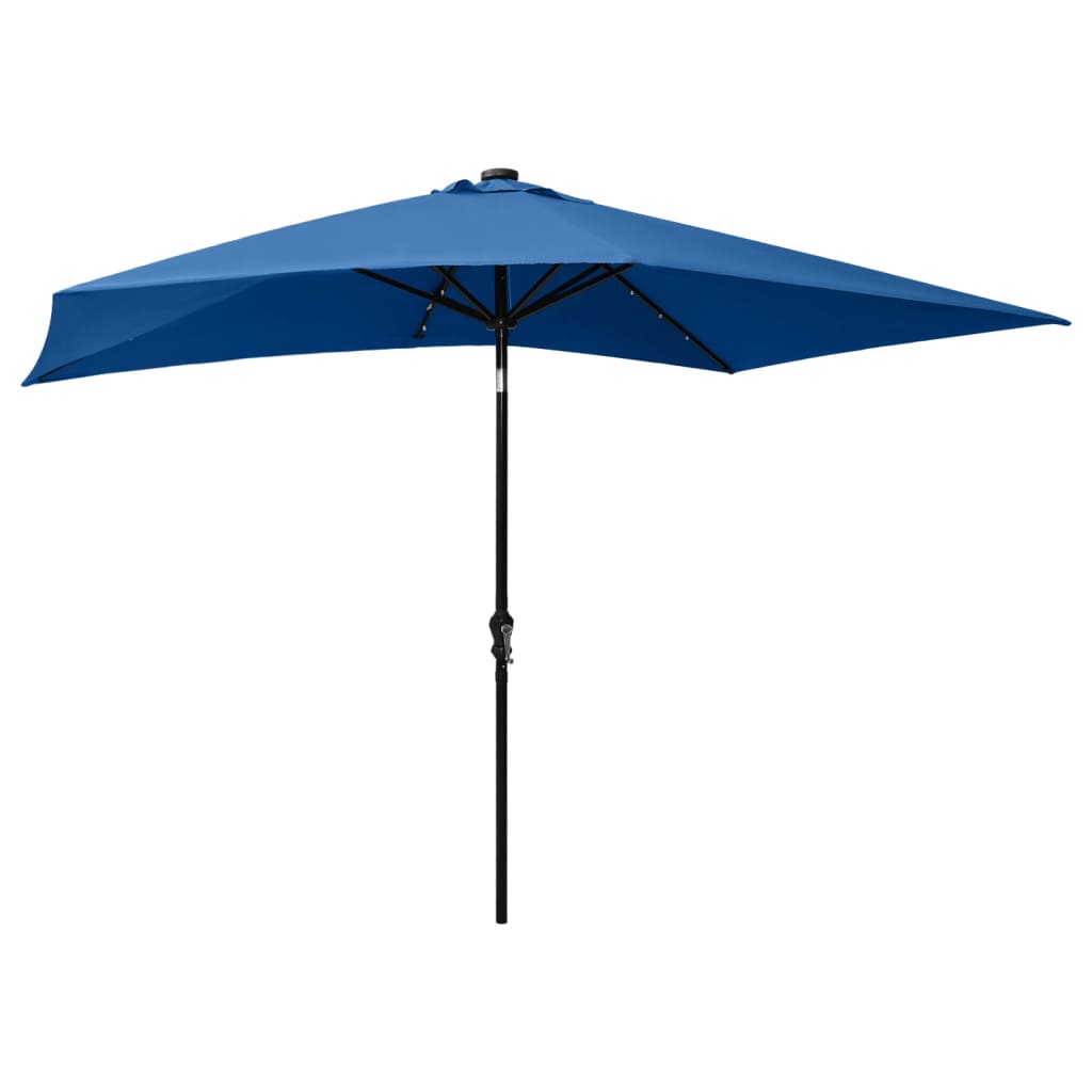 Parasol met LED's en stalen paal 2x3 m azuurblauw - Griffin Retail