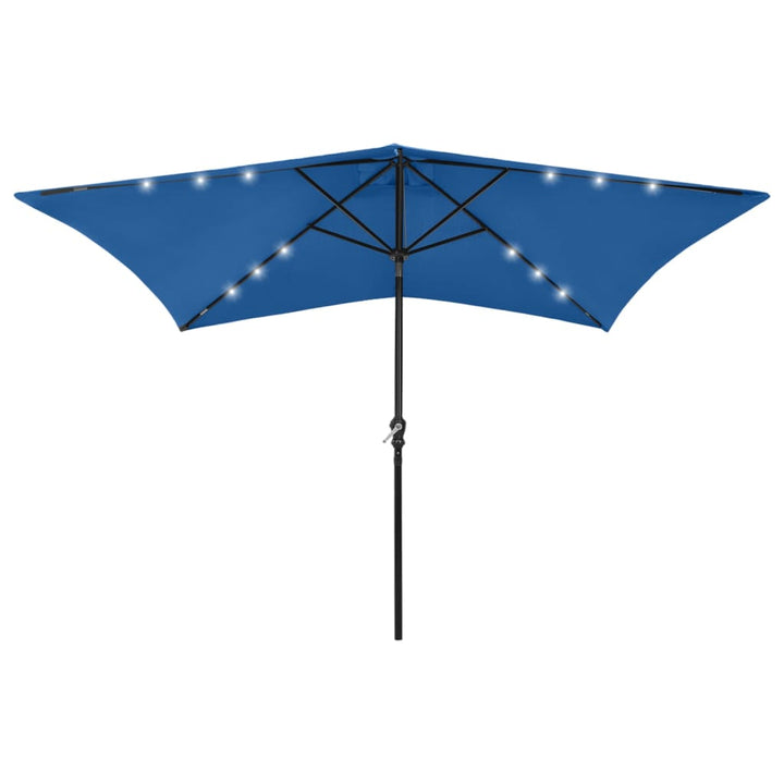 Parasol met LED's en stalen paal 2x3 m azuurblauw - Griffin Retail