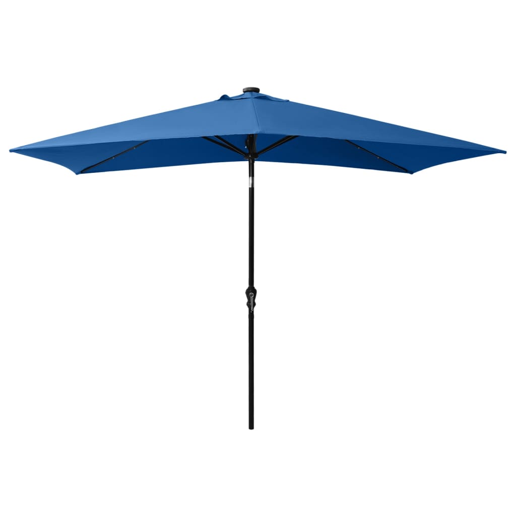 Parasol met LED's en stalen paal 2x3 m azuurblauw - Griffin Retail