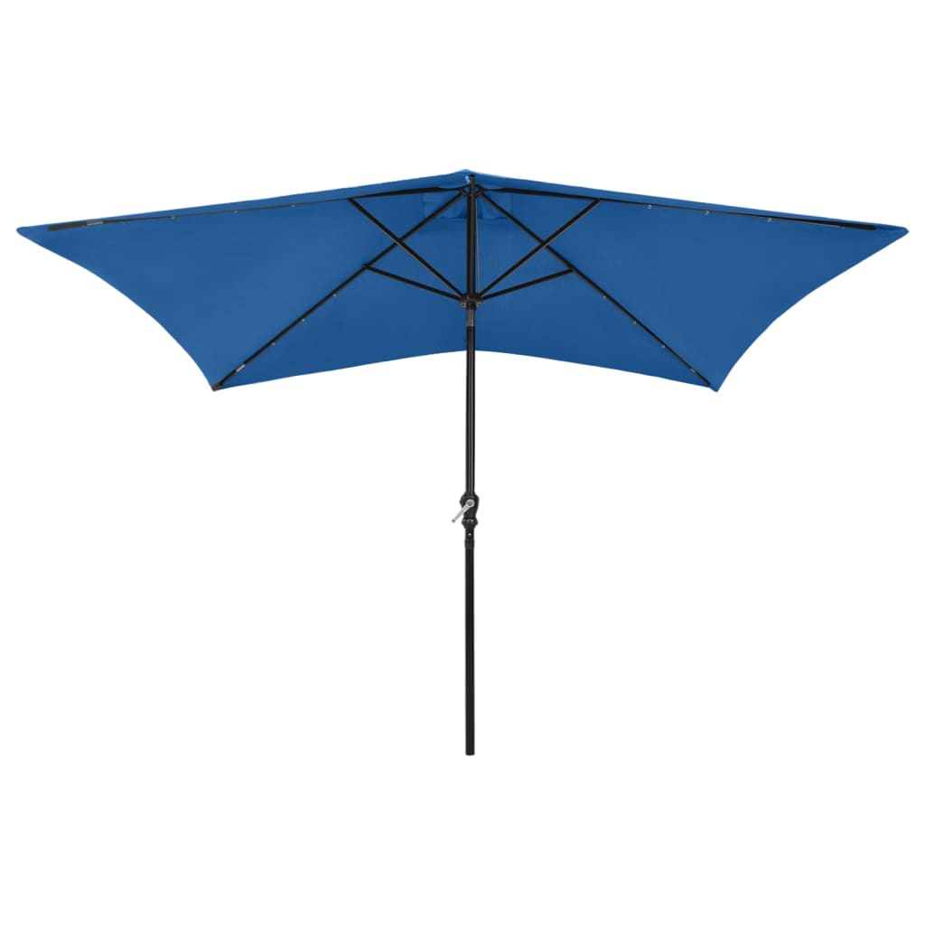 Parasol met LED's en stalen paal 2x3 m azuurblauw - Griffin Retail