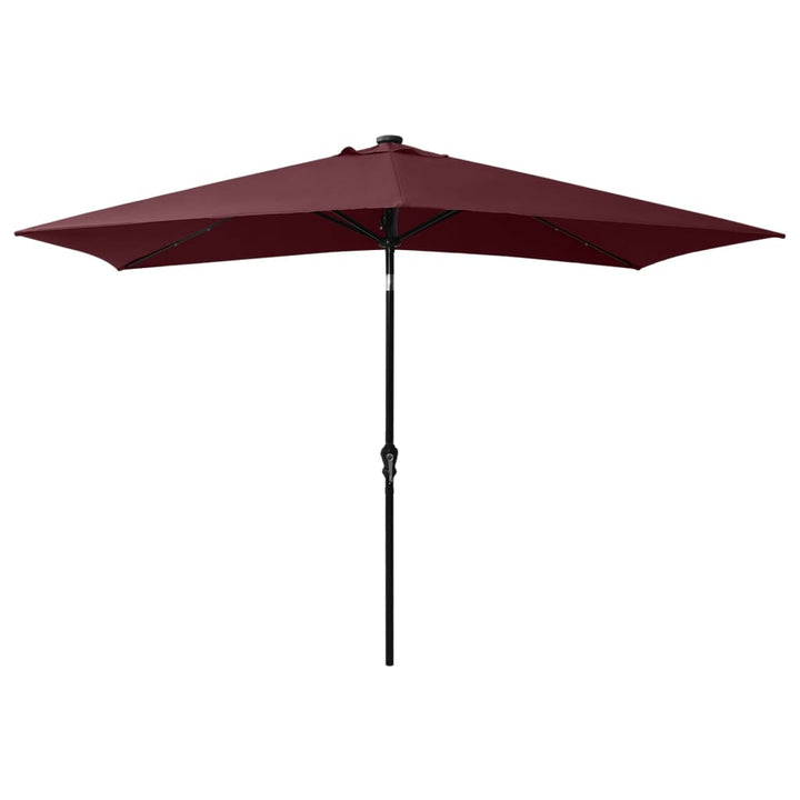 Parasol met LED's en stalen paal 2x3 m bordeauxrood - Griffin Retail