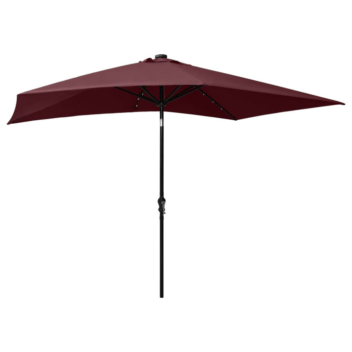 Parasol met LED's en stalen paal 2x3 m bordeauxrood - Griffin Retail