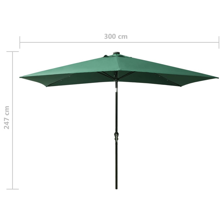 Parasol met LED's en stalen paal 2x3 m groen - Griffin Retail