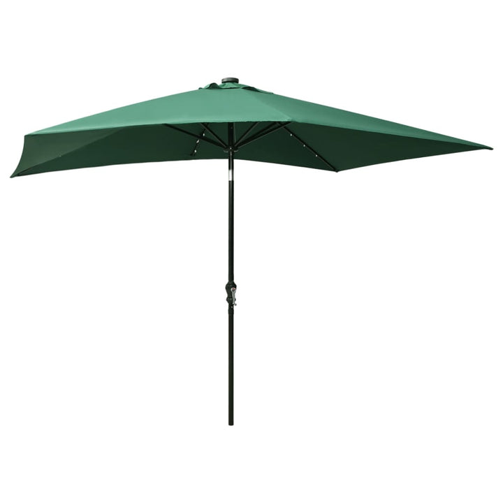 Parasol met LED's en stalen paal 2x3 m groen - Griffin Retail