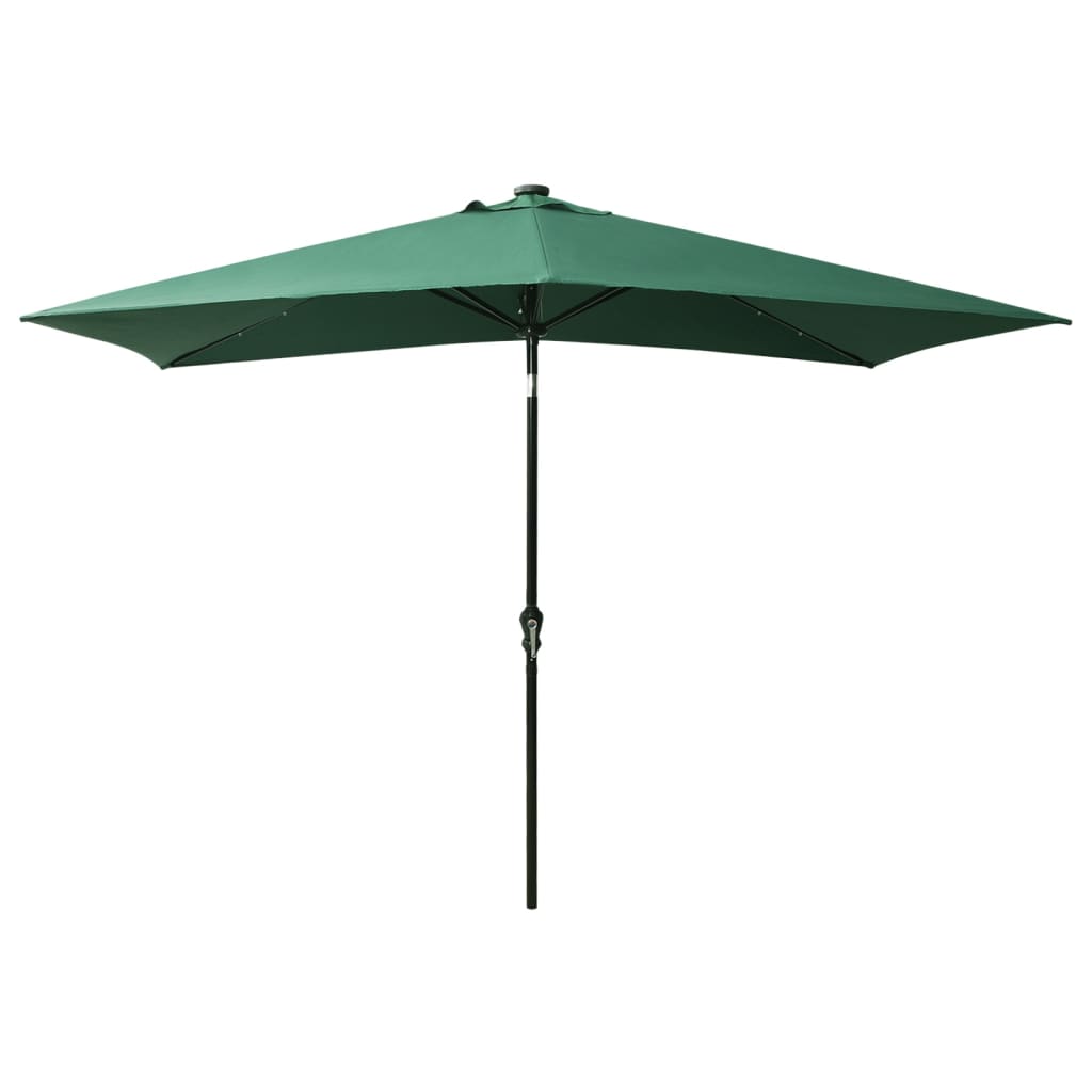 Parasol met LED's en stalen paal 2x3 m groen - Griffin Retail