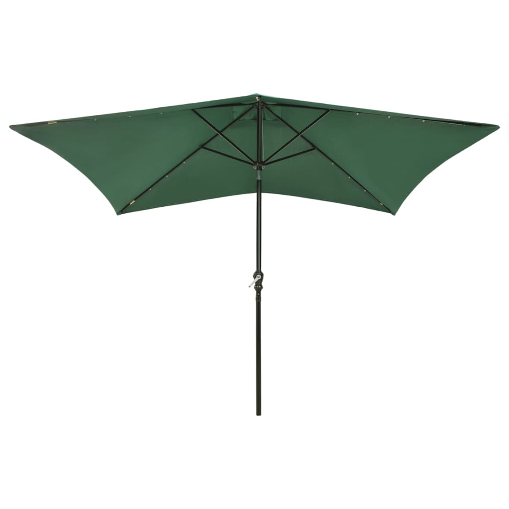 Parasol met LED's en stalen paal 2x3 m groen - Griffin Retail