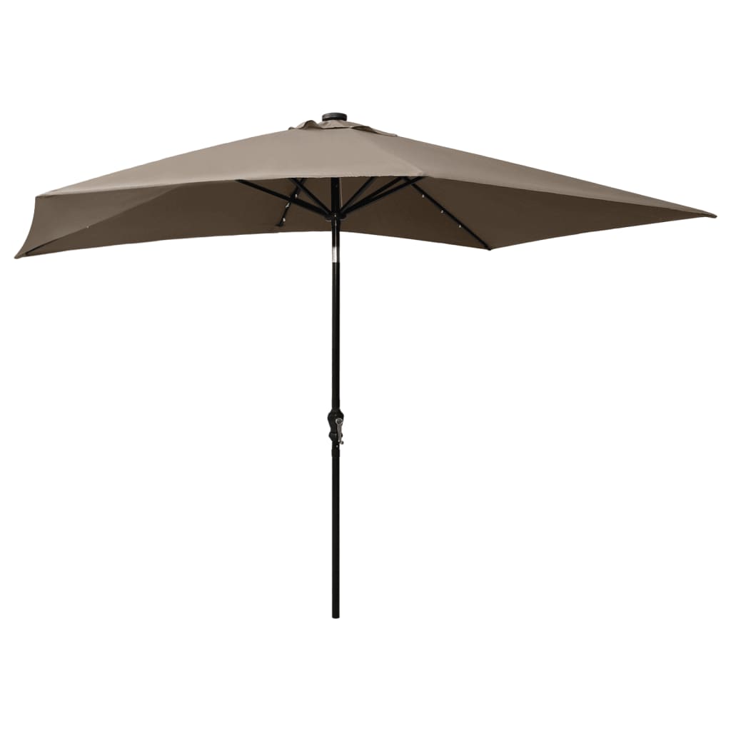 Parasol met LED's en stalen paal 2x3 m taupe - Griffin Retail