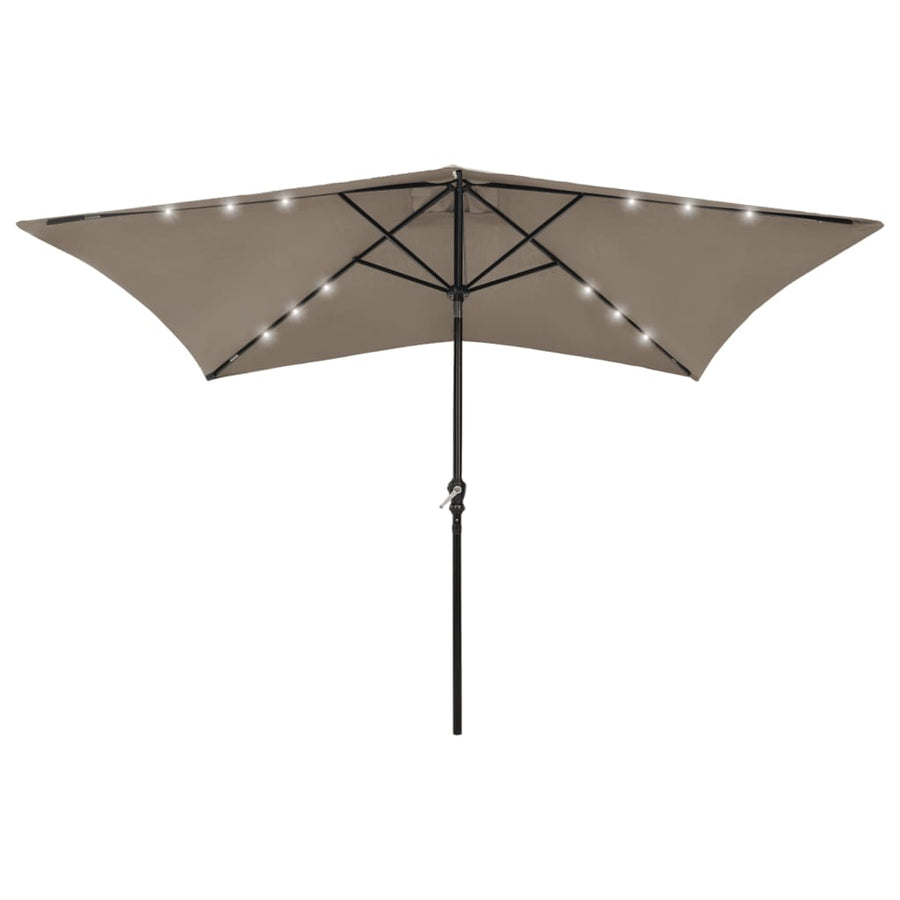 Parasol met LED's en stalen paal 2x3 m taupe - Griffin Retail