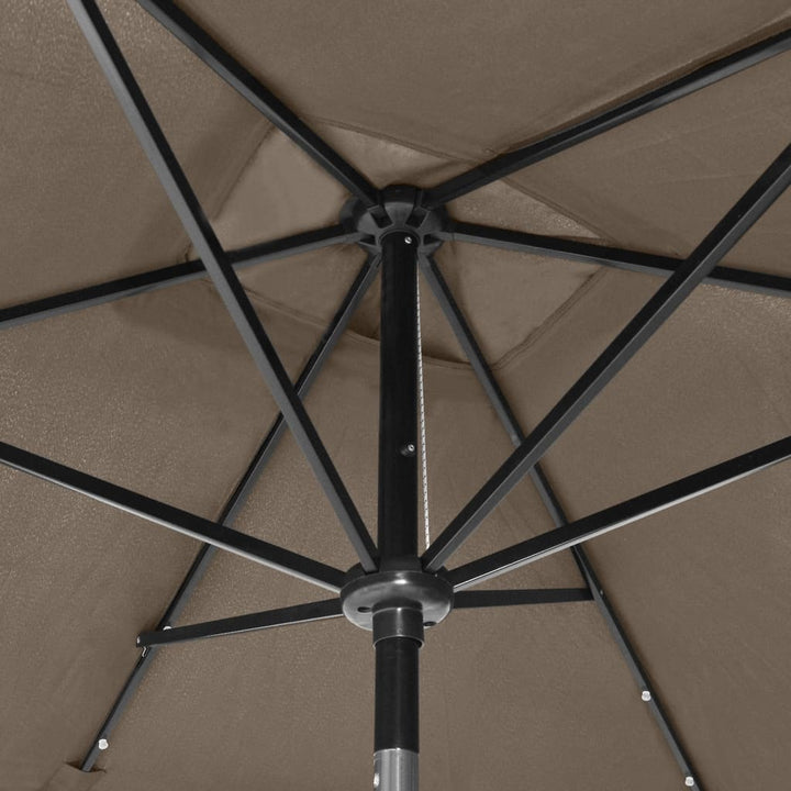 Parasol met LED's en stalen paal 2x3 m taupe - Griffin Retail