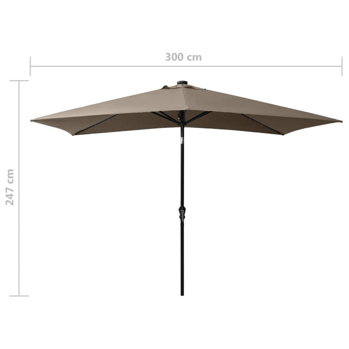 Parasol met LED's en stalen paal 2x3 m taupe - Griffin Retail