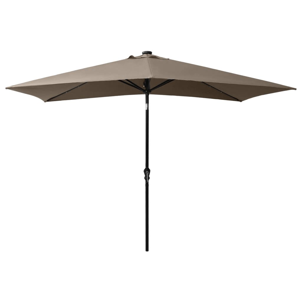 Parasol met LED's en stalen paal 2x3 m taupe - Griffin Retail