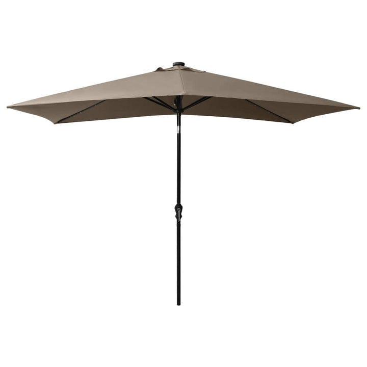 Parasol met LED's en stalen paal 2x3 m taupe - Griffin Retail