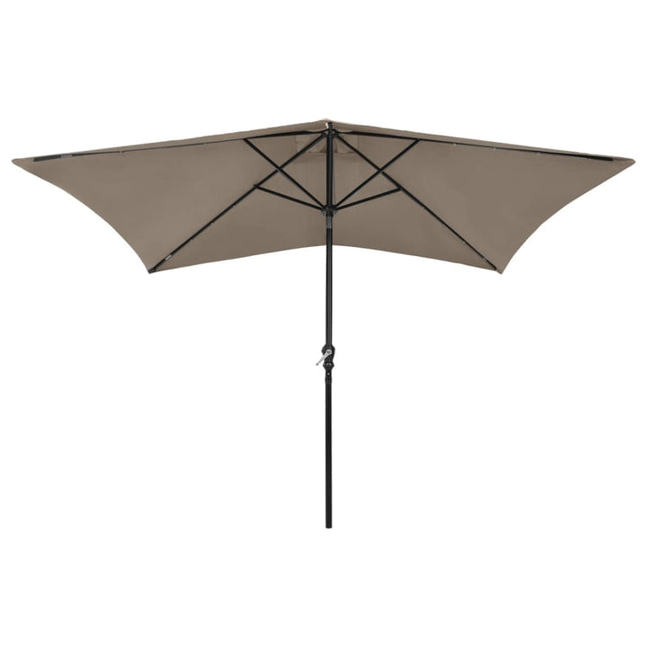 Parasol met LED's en stalen paal 2x3 m taupe - Griffin Retail