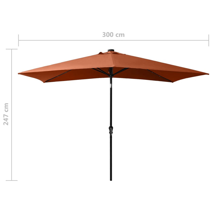 Parasol met LED's en stalen paal 2x3 m terracottakleurig - Griffin Retail