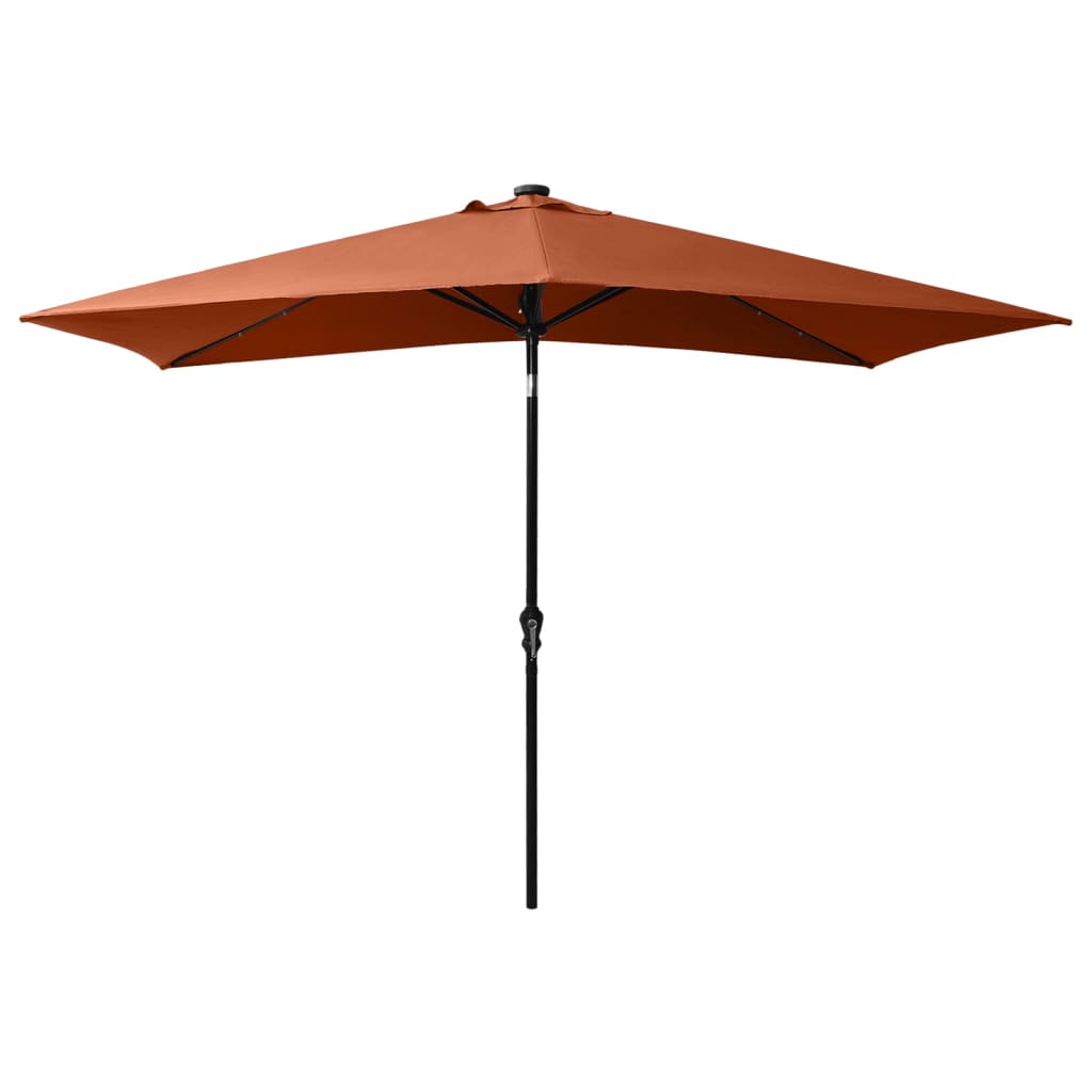 Parasol met LED's en stalen paal 2x3 m terracottakleurig - Griffin Retail