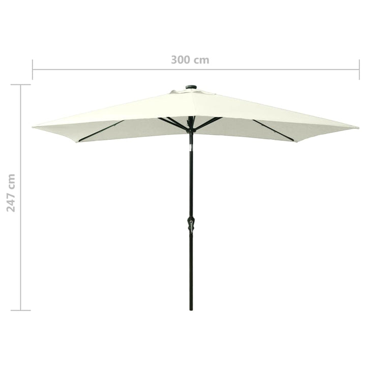 Parasol met LED's en stalen paal 2x3 m zandkleurig - Griffin Retail