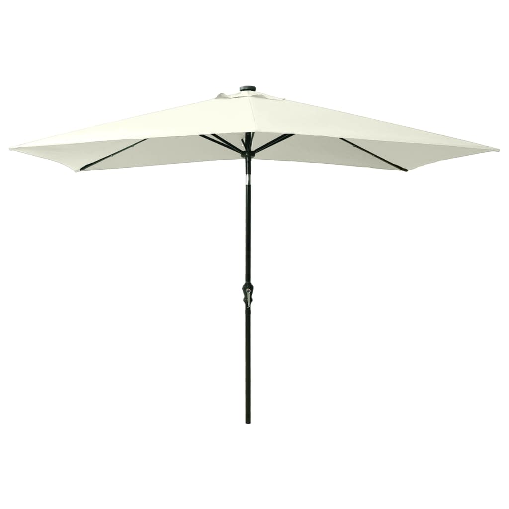 Parasol met LED's en stalen paal 2x3 m zandkleurig - Griffin Retail