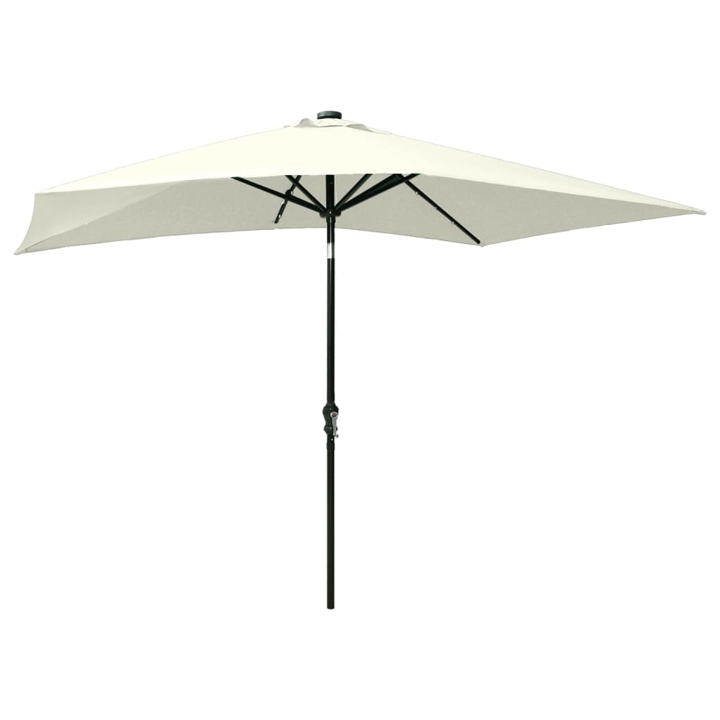 Parasol met LED's en stalen paal 2x3 m zandkleurig - Griffin Retail