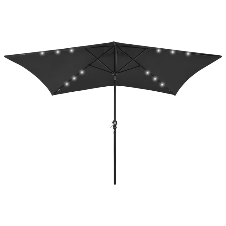 Parasol met LED's en stalen paal 2x3 m zwart - Griffin Retail