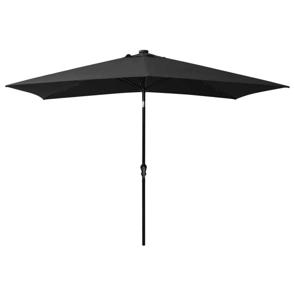 Parasol met LED's en stalen paal 2x3 m zwart - Griffin Retail