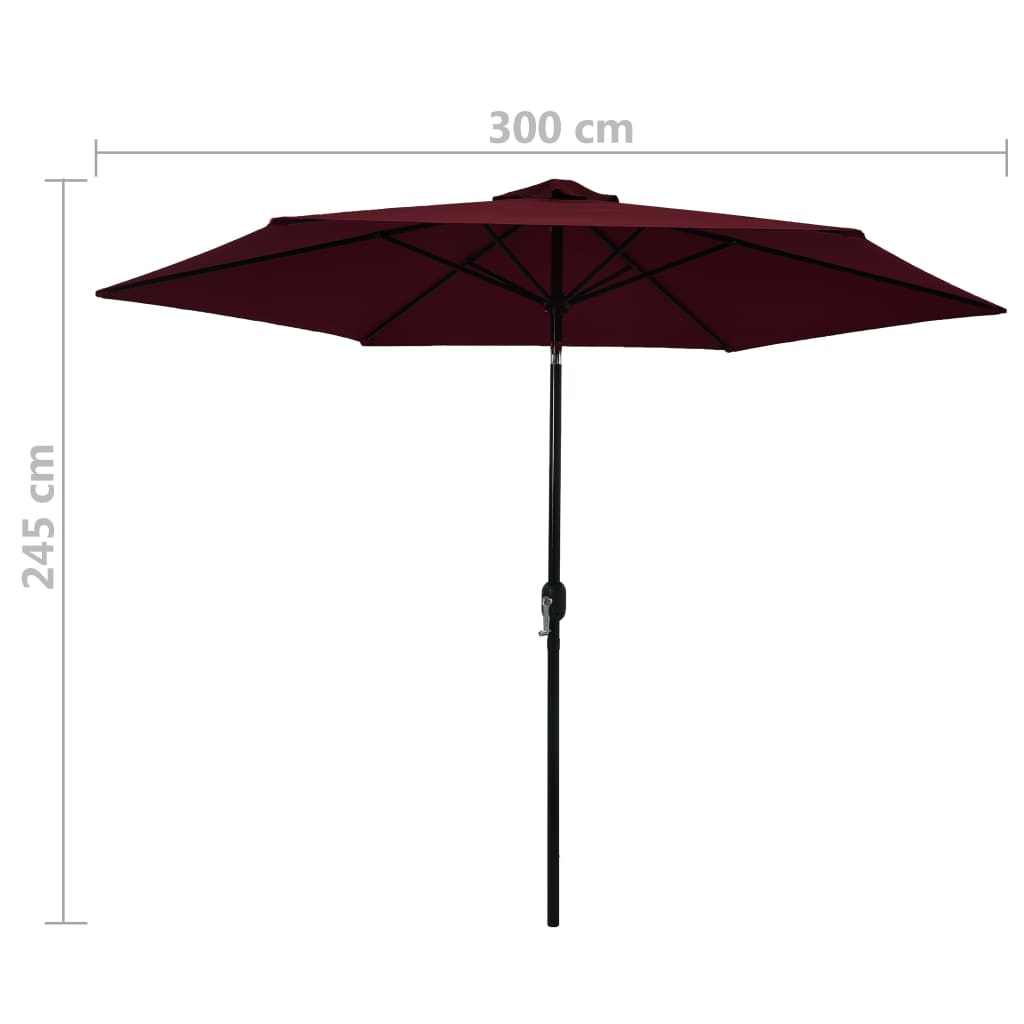 Parasol met metalen paal 300 cm bordeauxrood - Griffin Retail