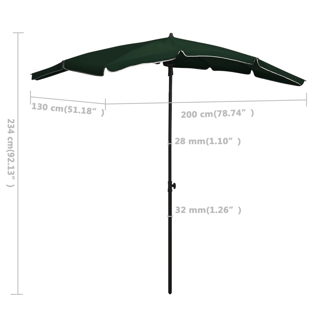 Parasol met paal 200x130 cm groen - Griffin Retail