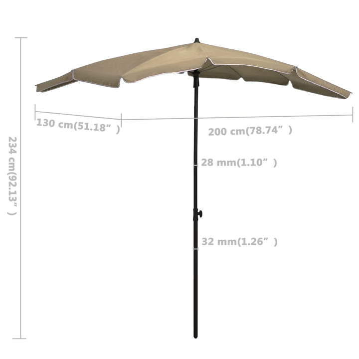 Parasol met paal 200x130 cm taupe - Griffin Retail