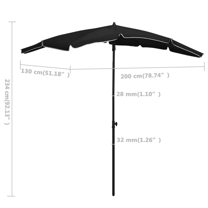 Parasol met paal 200x130 cm zwart - Griffin Retail
