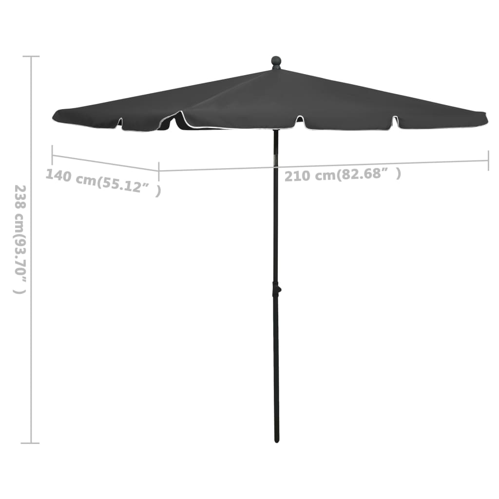 Parasol met paal 210x140 cm antracietkleurig - Griffin Retail