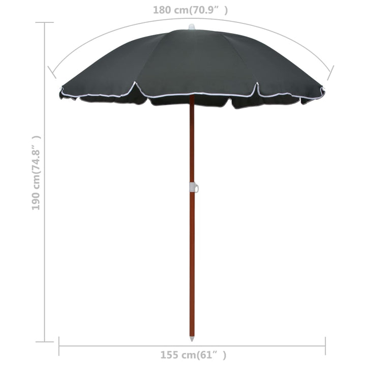 Parasol met stalen paal 180 cm antraciet - Griffin Retail