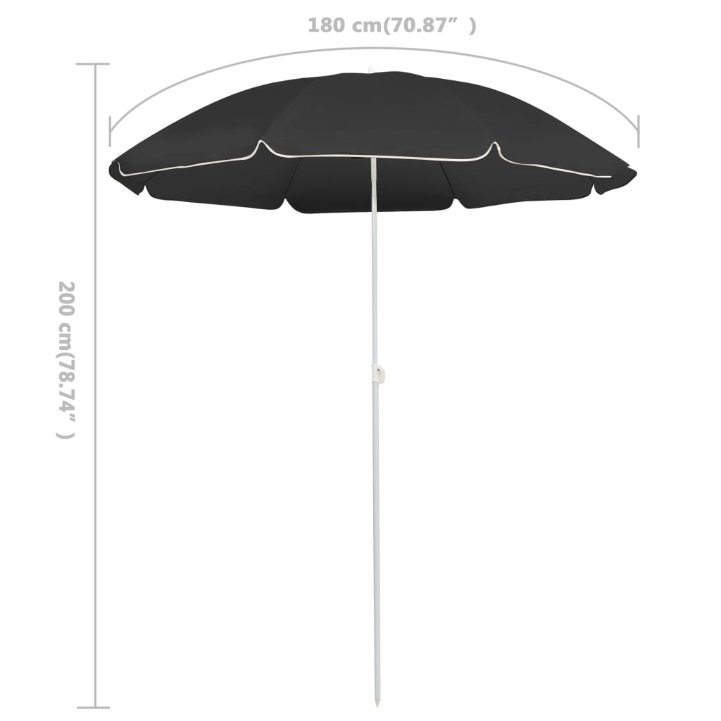 Parasol met stalen paal 180 cm antracietkleurig - Griffin Retail