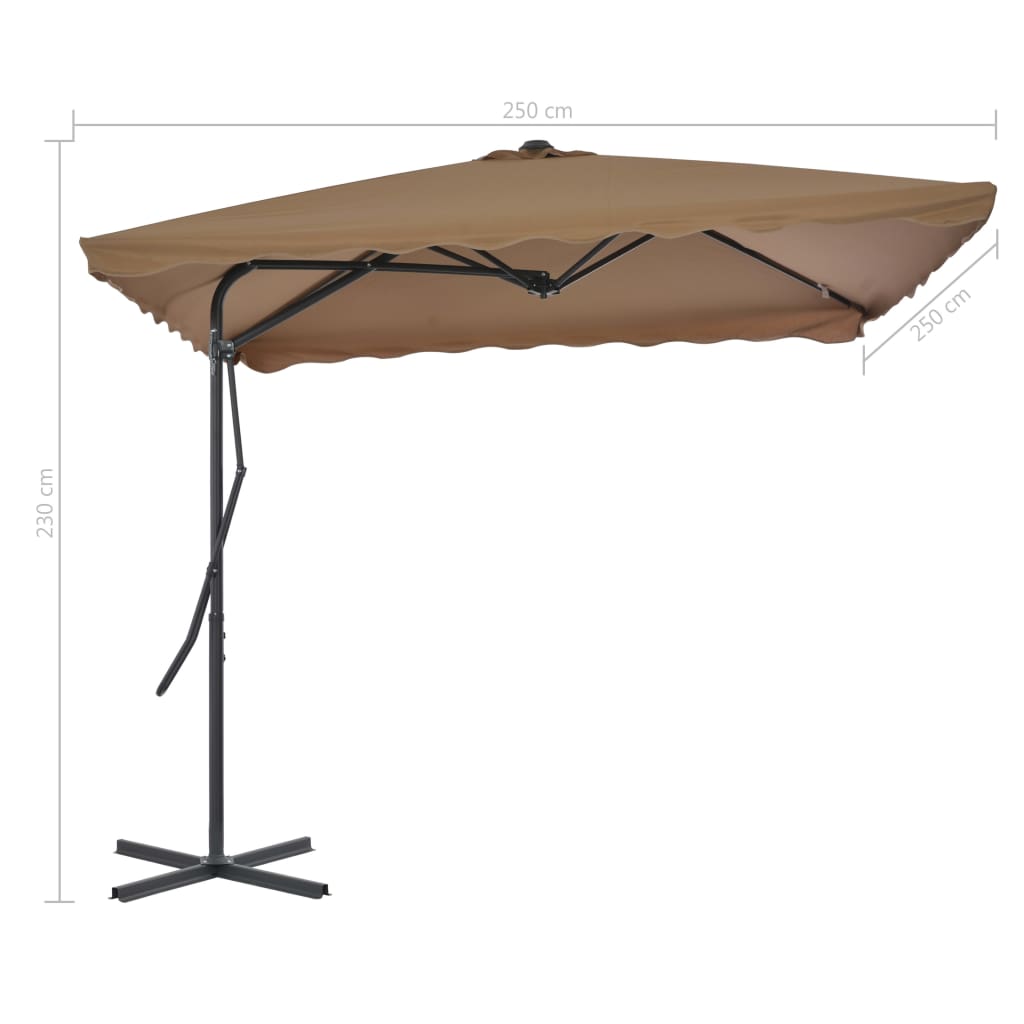 Parasol met stalen paal 250x250 cm taupe - Griffin Retail