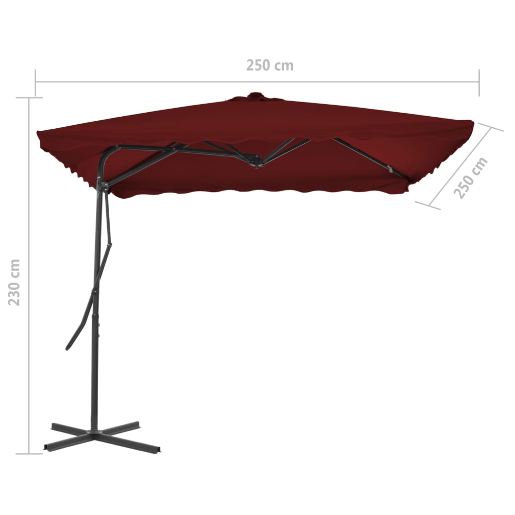 Parasol met stalen paal 250x250x230 cm bordeauxrood - Griffin Retail