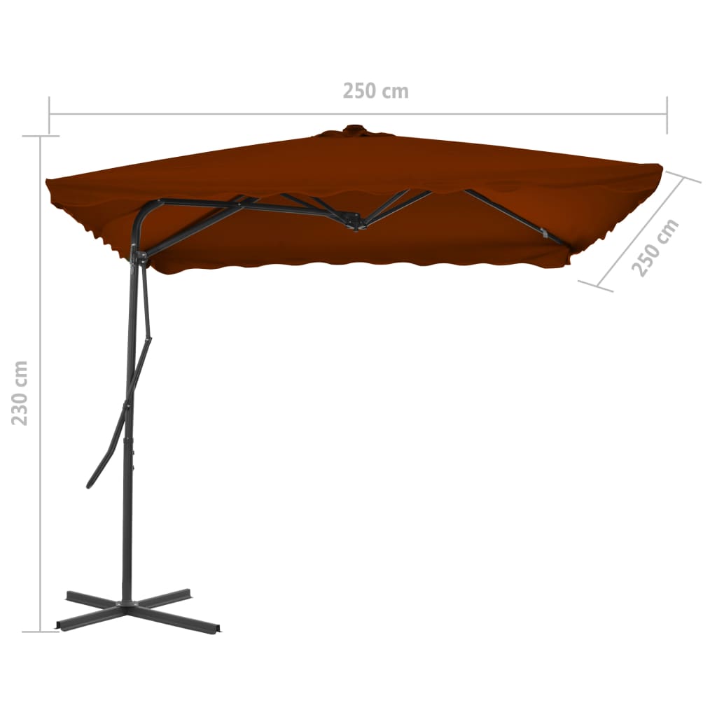Parasol met stalen paal 250x250x230 cm terracottakleurig - Griffin Retail