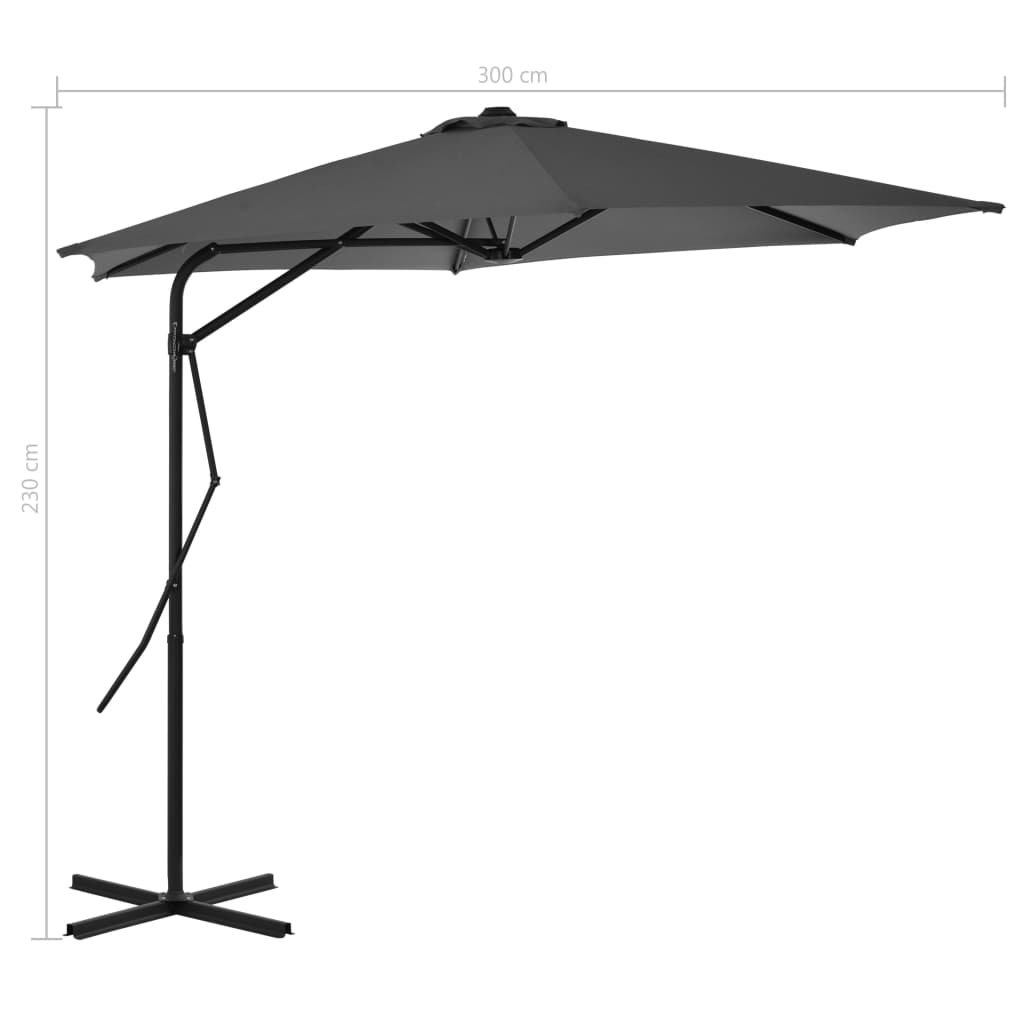 Parasol met stalen paal 300 cm antraciet - Griffin Retail