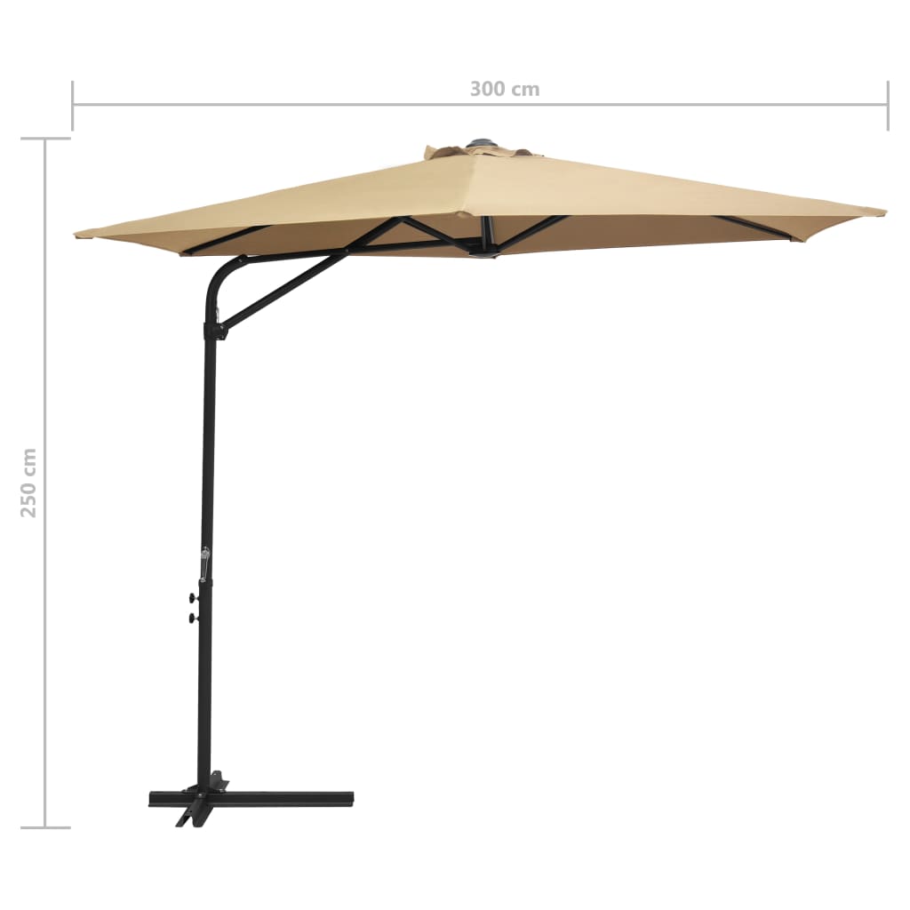 Parasol met stalen paal 300 cm taupe - Griffin Retail