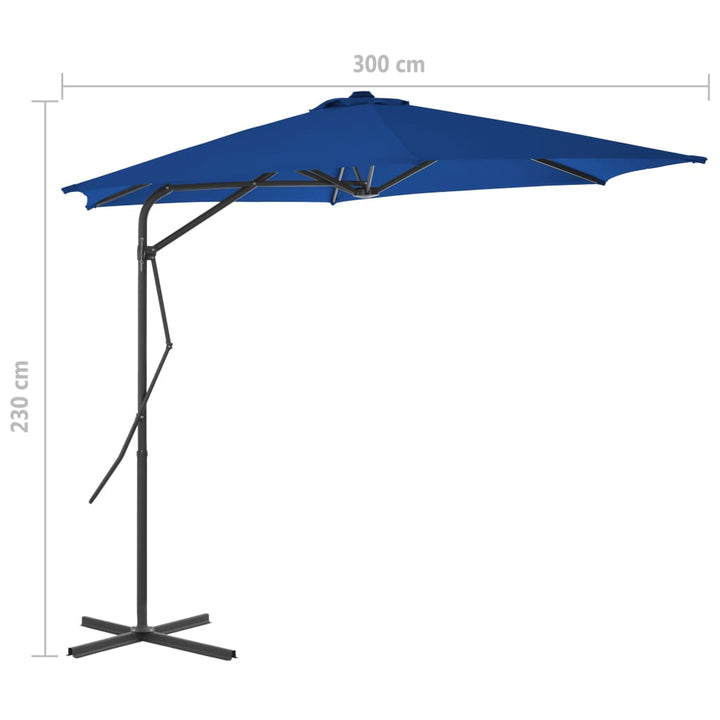 Parasol met stalen paal 300x230 cm blauw - Griffin Retail