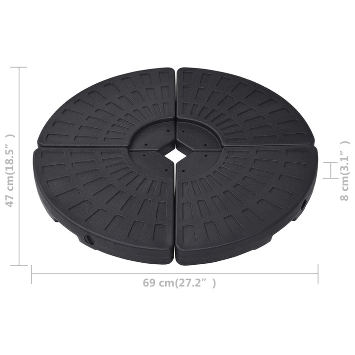 Parasolvoeten waaiervormig 4 st zwart - Griffin Retail