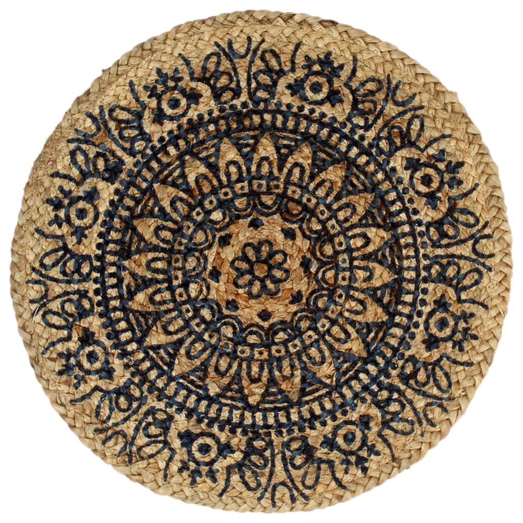 Placemats 4 st rond 38 cm jute donkerblauw - Griffin Retail