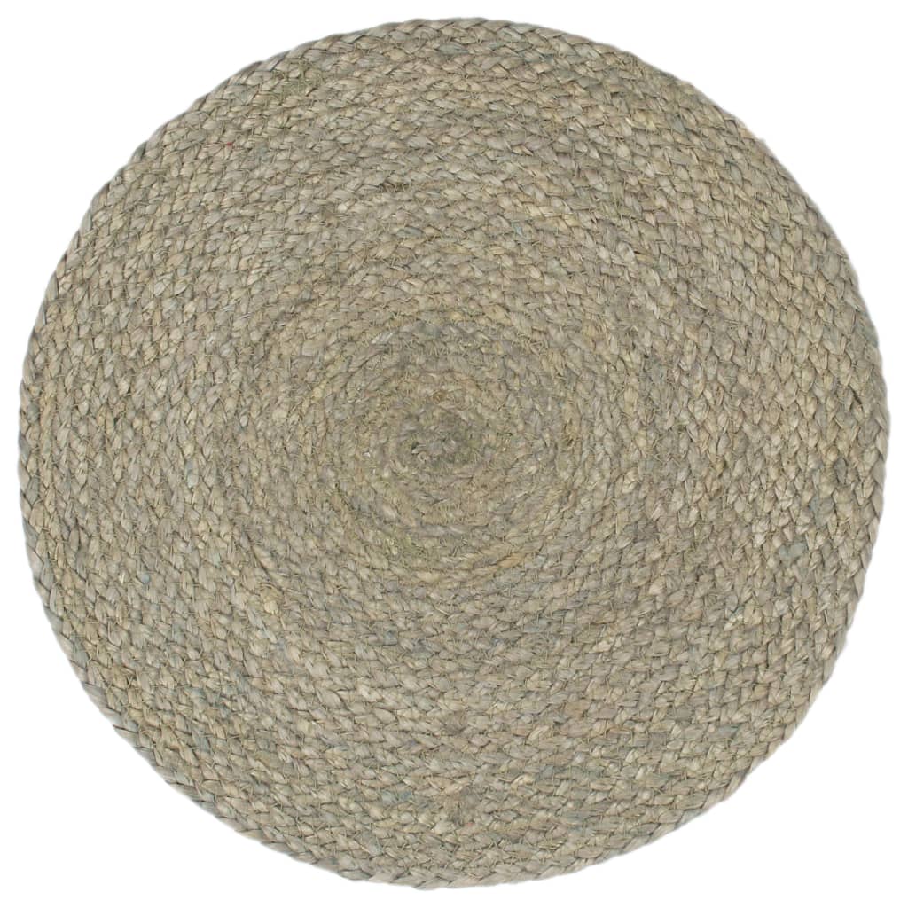 Placemats 4 st rond 38 cm jute effen grijs - Griffin Retail