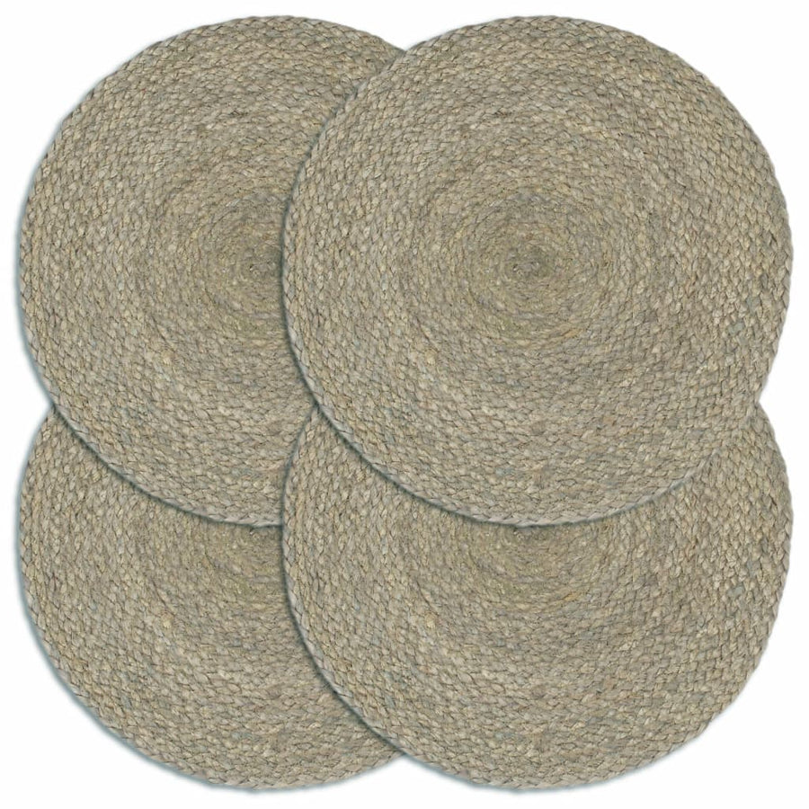 Placemats 4 st rond 38 cm jute effen grijs - Griffin Retail